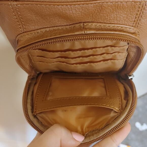 Brown Crossbody Satchel Zipper Pockets Bag Adjustable Strap Travel - Picture 13 of 13